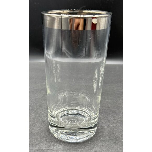 Set of 4 Vintage MCM Dorothy Thorpe 12 Oz. Silver Band Rim Highball Glasses - Picture 2 of 6